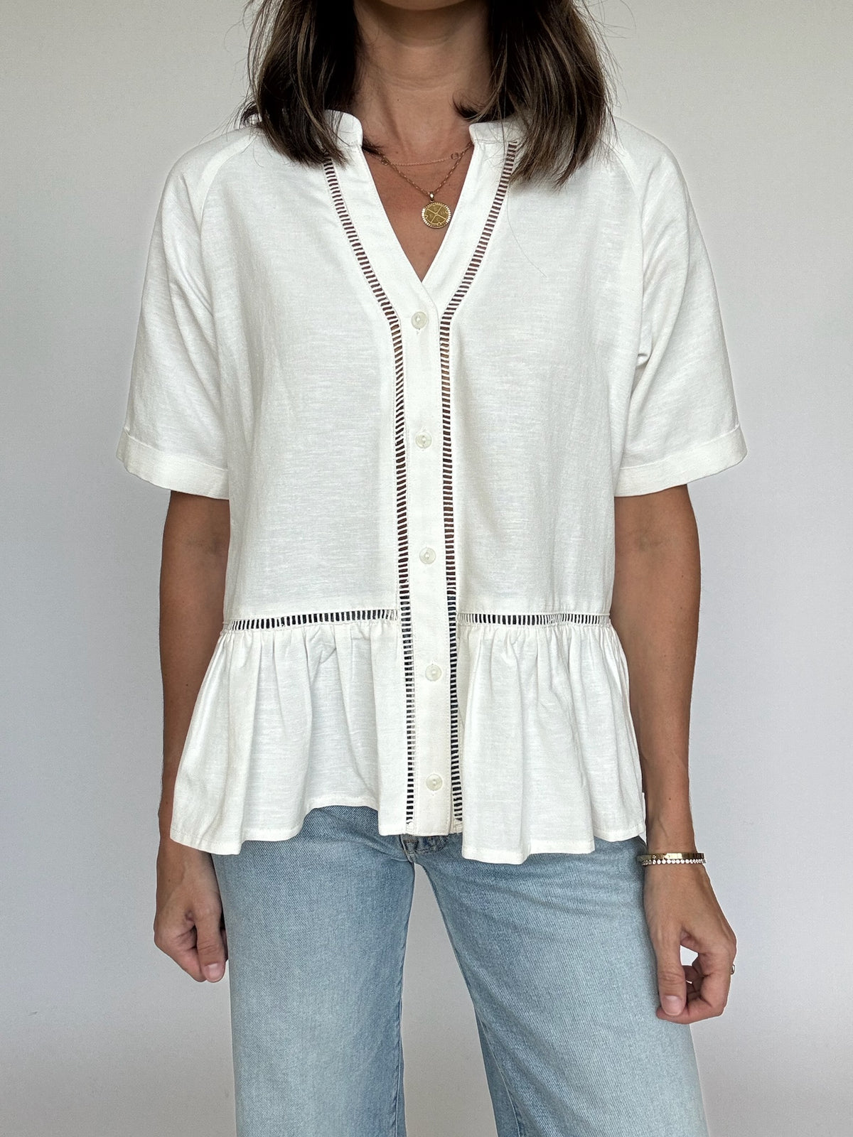 Maeve Ladder Lace Trim Top