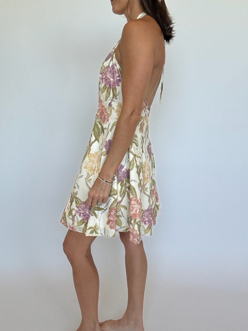 Halter Front Button Mini Dress