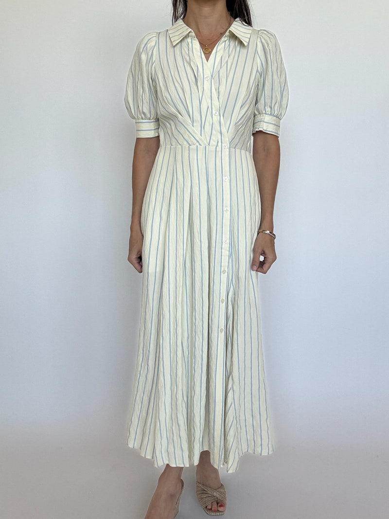 Blue Pinstripe Maxi Dress