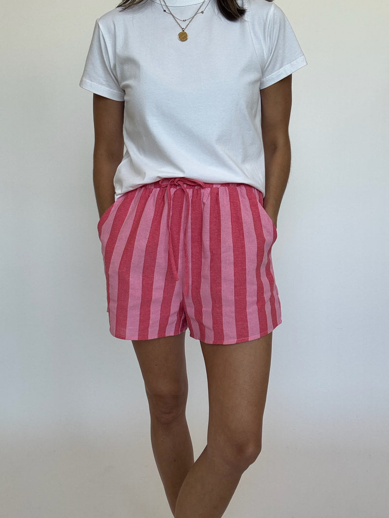 Red Pink Stripe Shorts