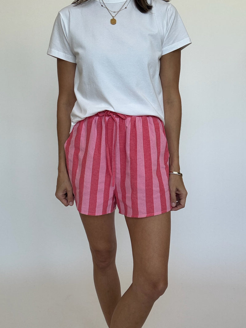 Red Pink Stripe Shorts