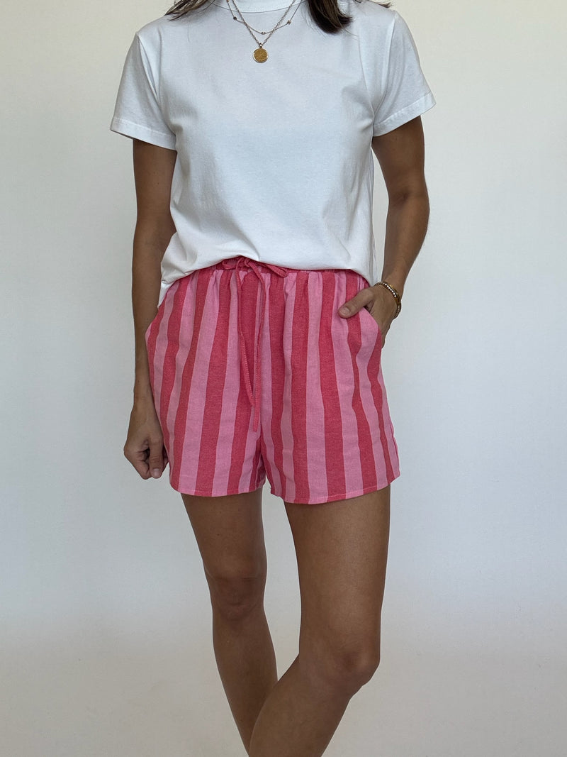 Red Pink Stripe Shorts
