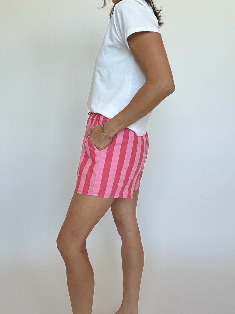 Red Pink Stripe Shorts