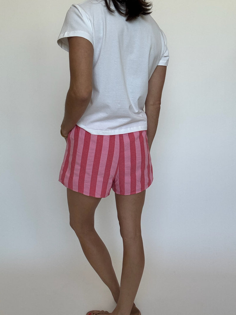 Red Pink Stripe Shorts