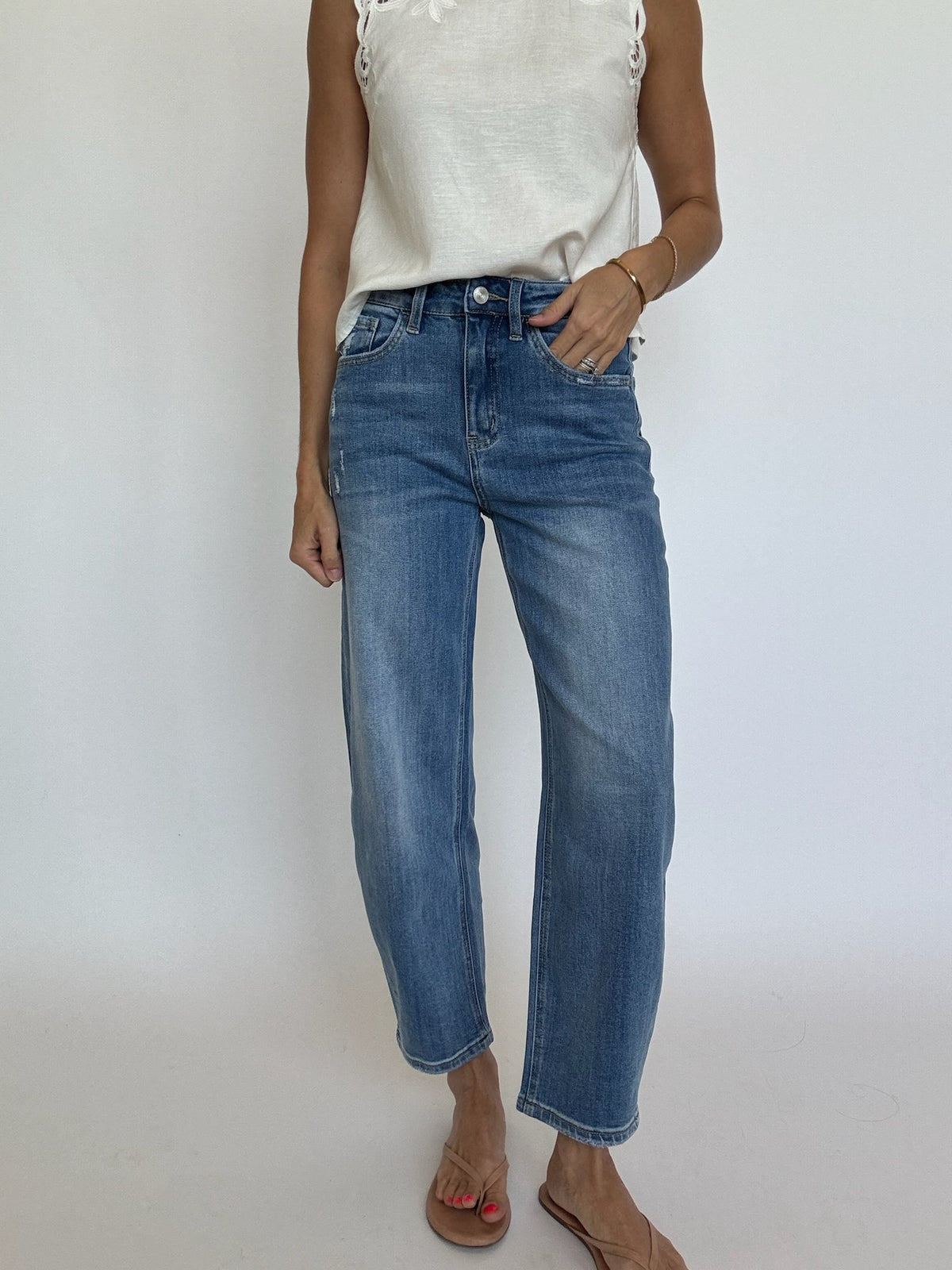 Medium Wash Barrel Jeans