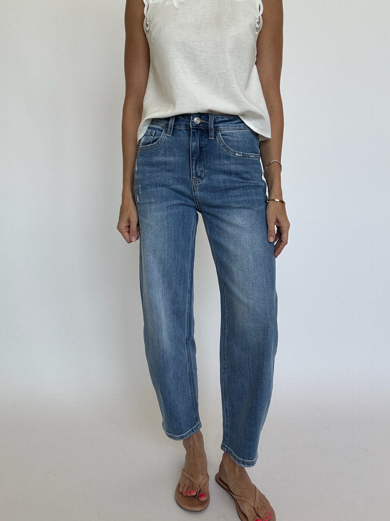Medium Wash Barrel Jeans