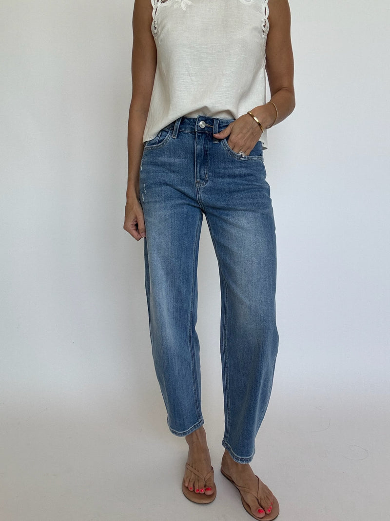 Medium Wash Barrel Jeans