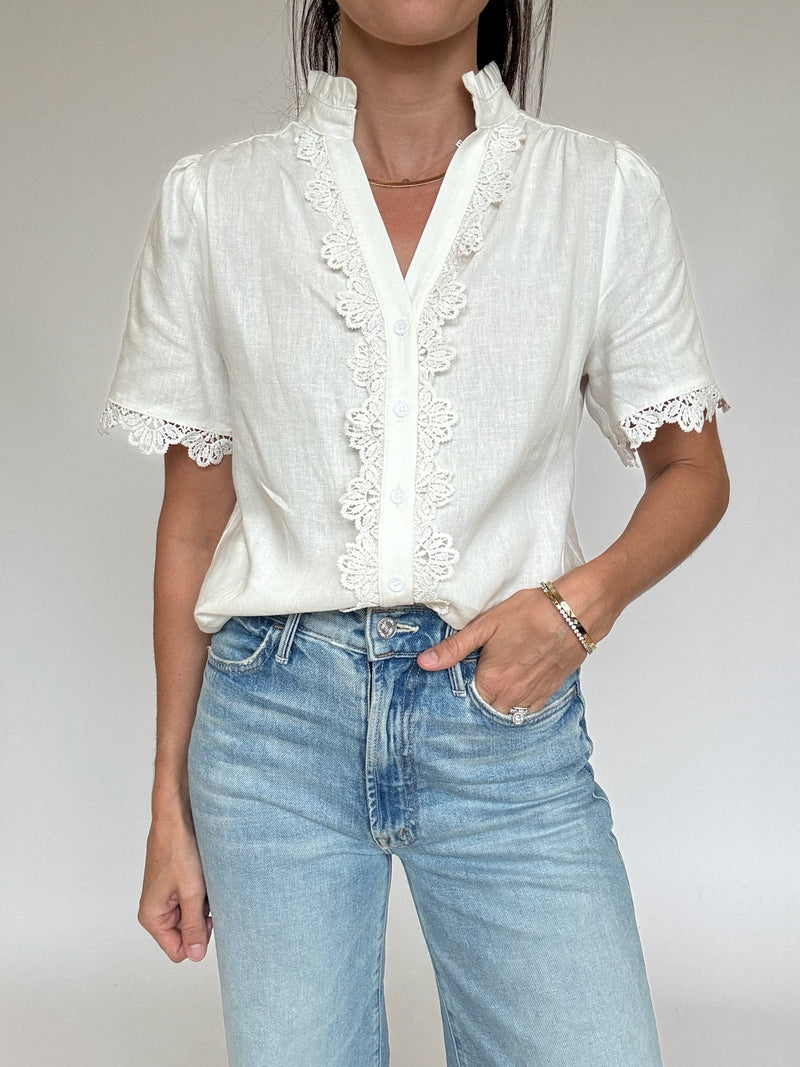 Ava Crochet Trim Top