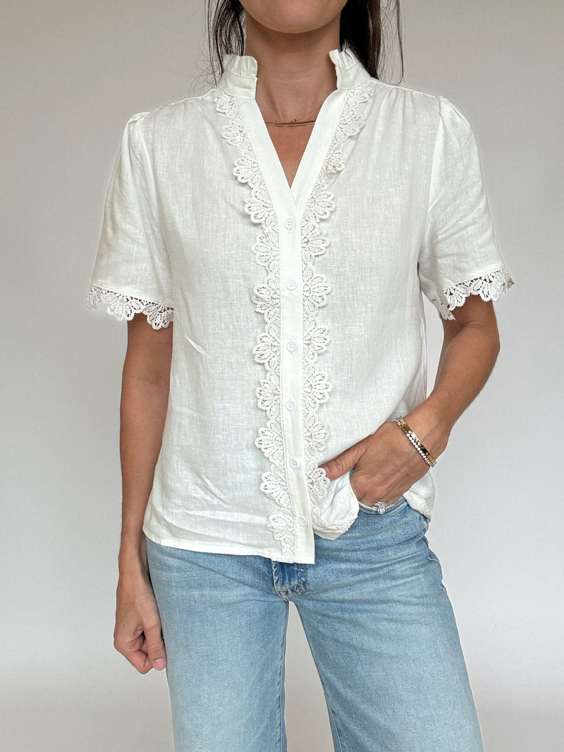 Ava Crochet Trim Top