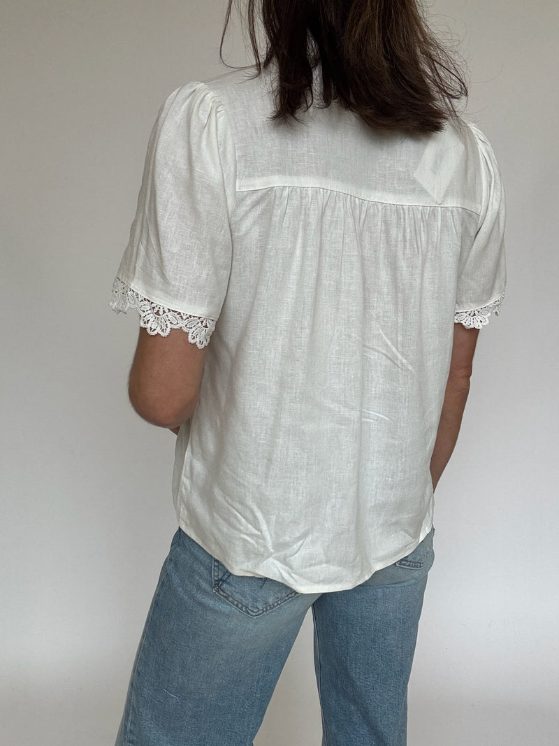 Ava Crochet Trim Top