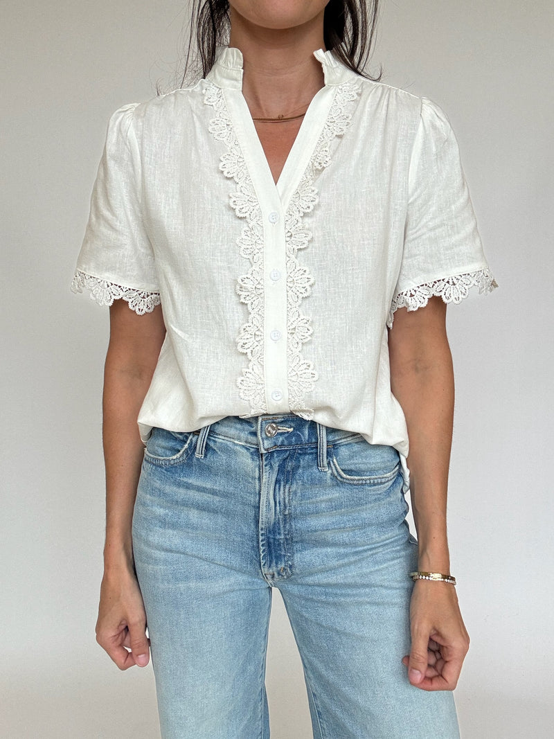Ava Crochet Trim Top