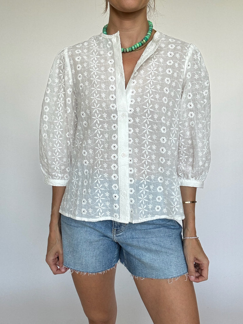 Claire White Eyelet Top