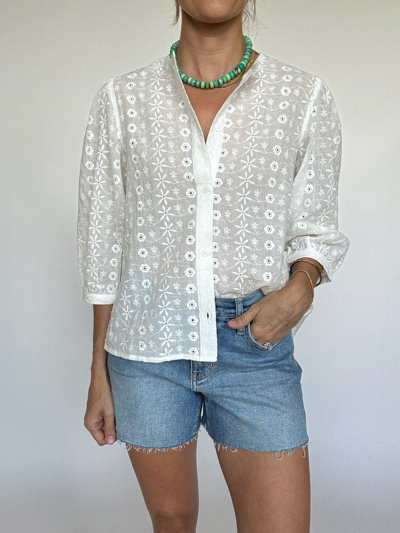Claire White Eyelet Top