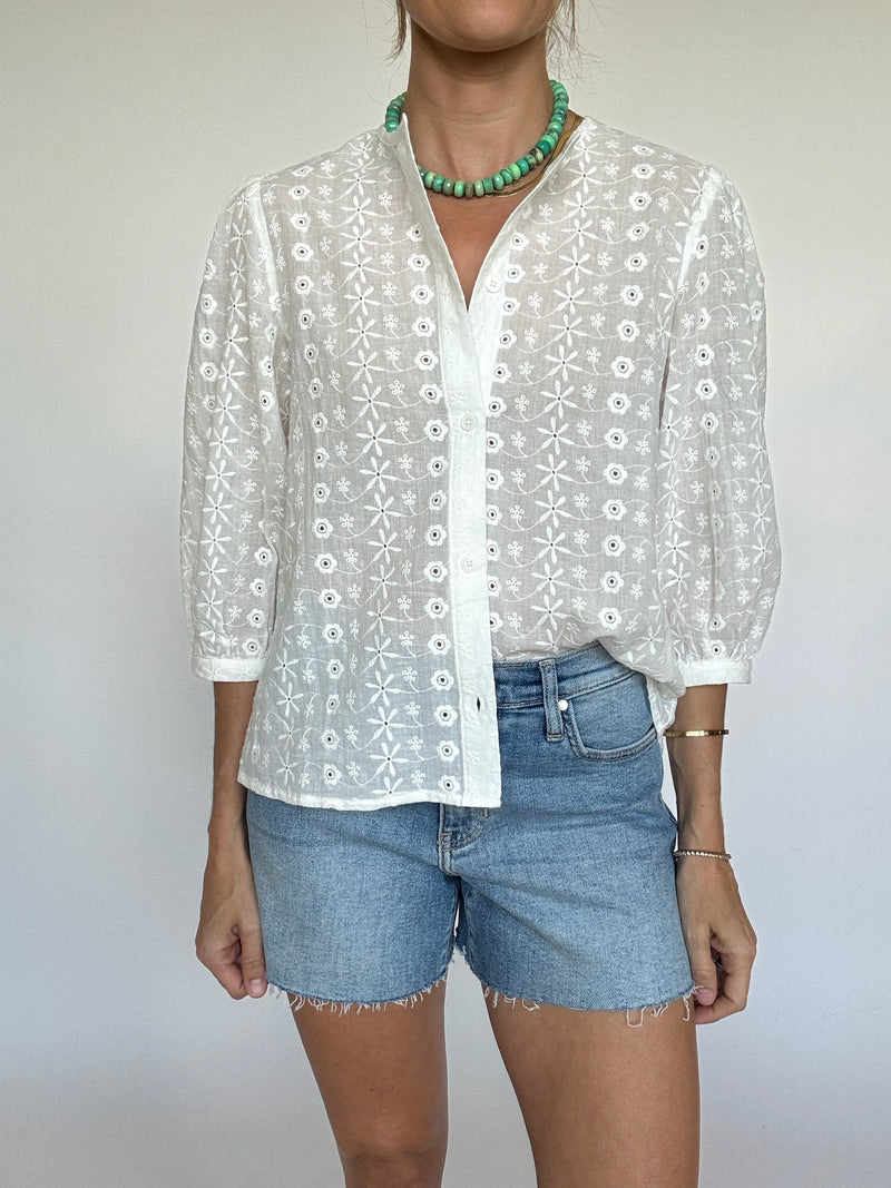 Claire White Eyelet Top