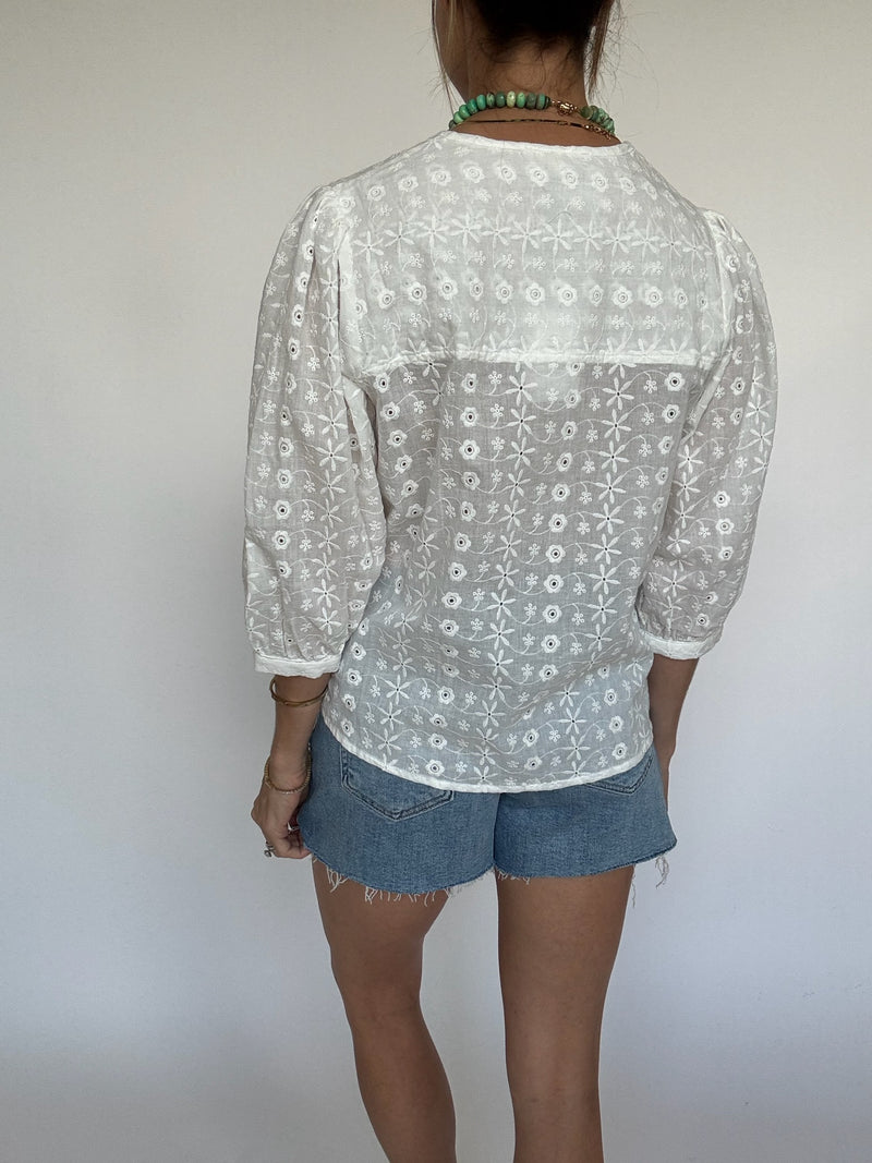 Claire White Eyelet Top