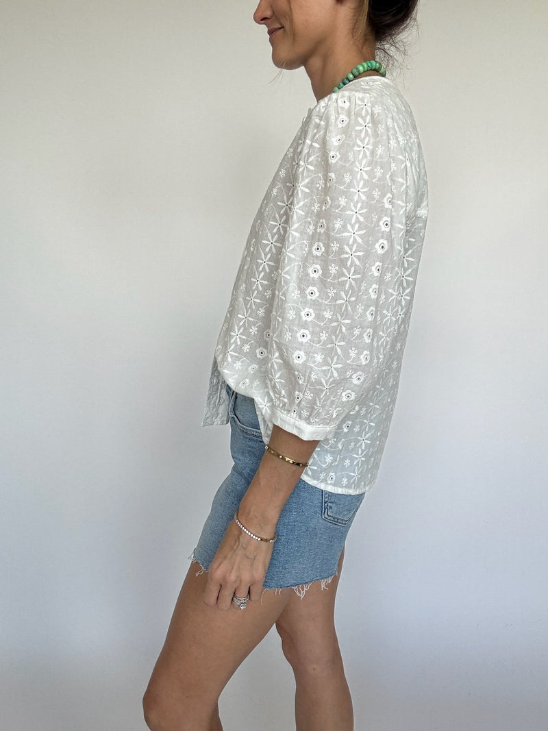 Claire White Eyelet Top