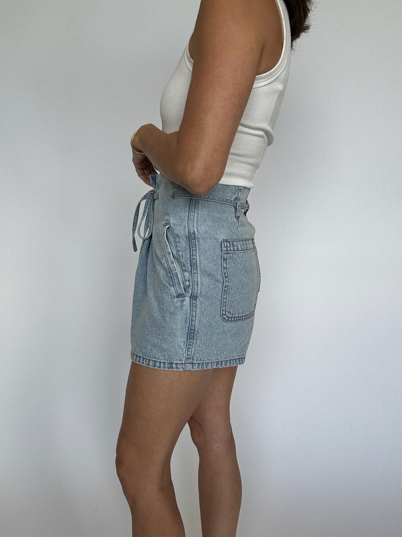 Luna Waist Tie Denim Shorts