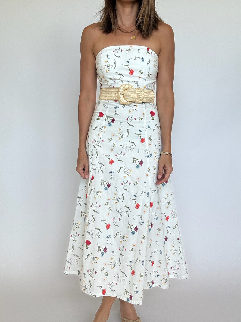 Clara Floral Strapless Dress