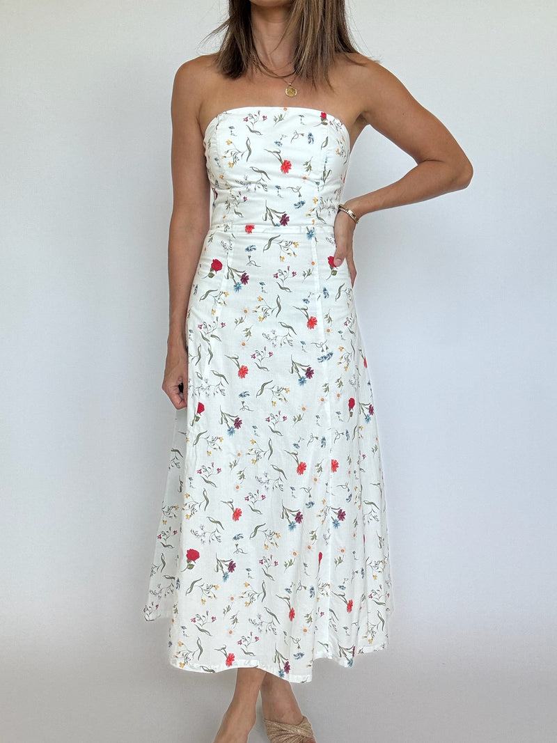 Clara Floral Strapless Dress