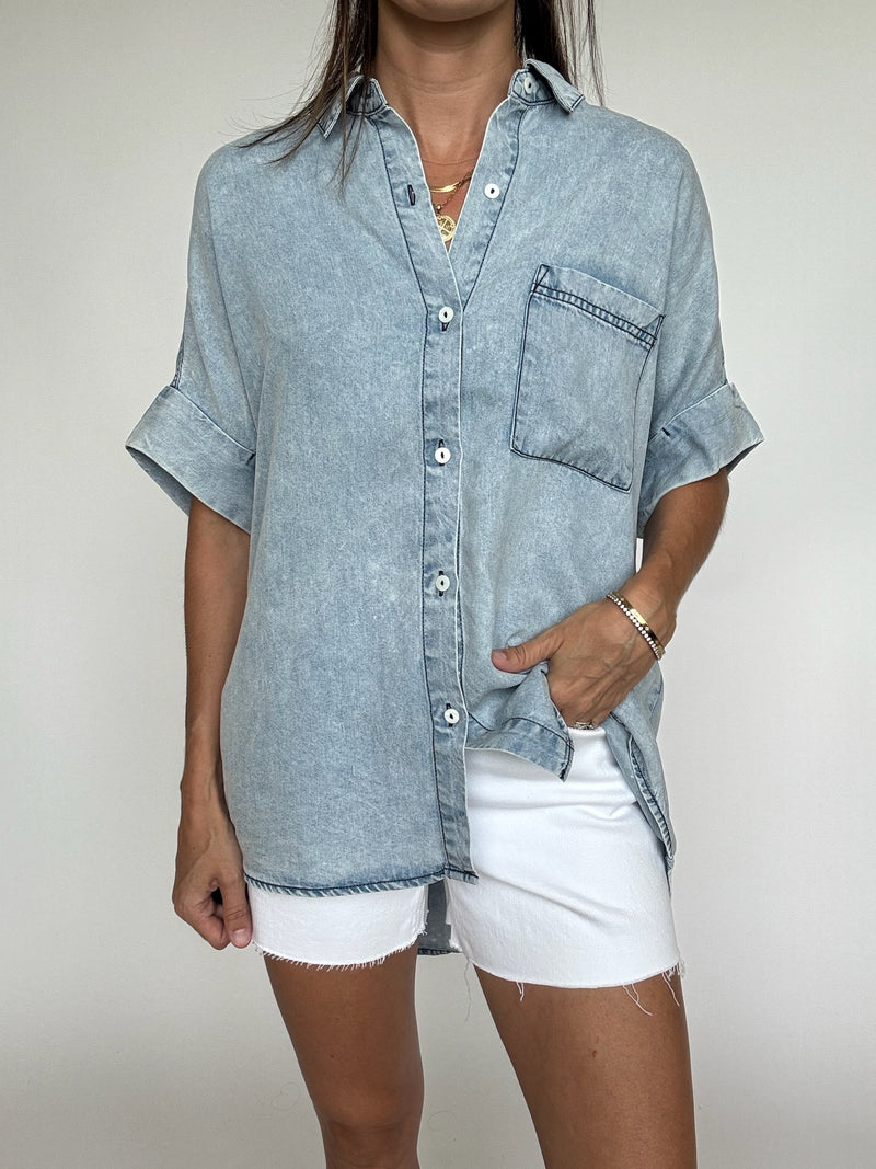 Chambray Short Sleeve Button Down
