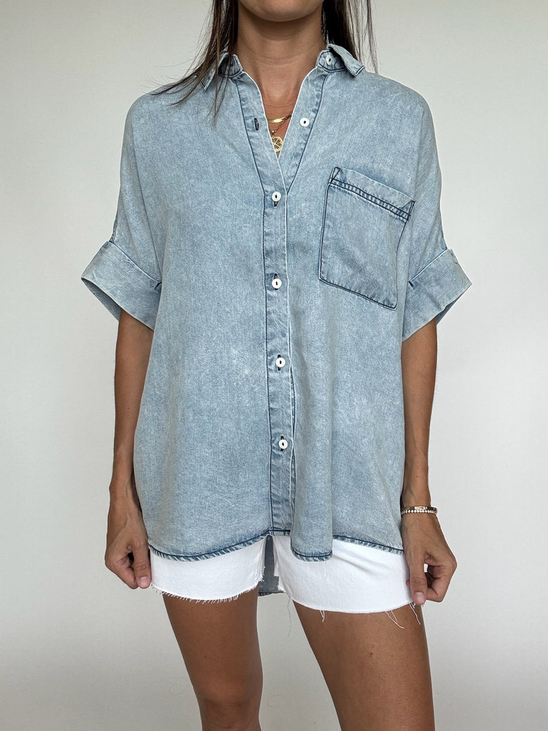 Chambray Short Sleeve Button Down