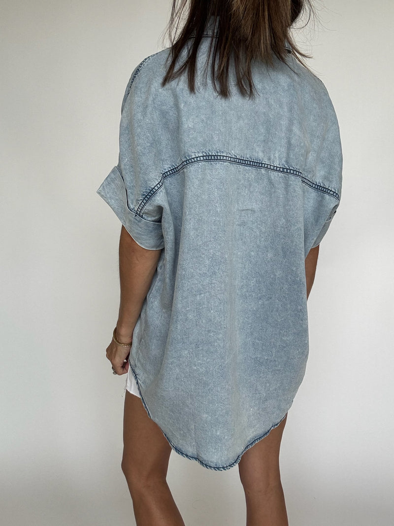 Chambray Short Sleeve Button Down