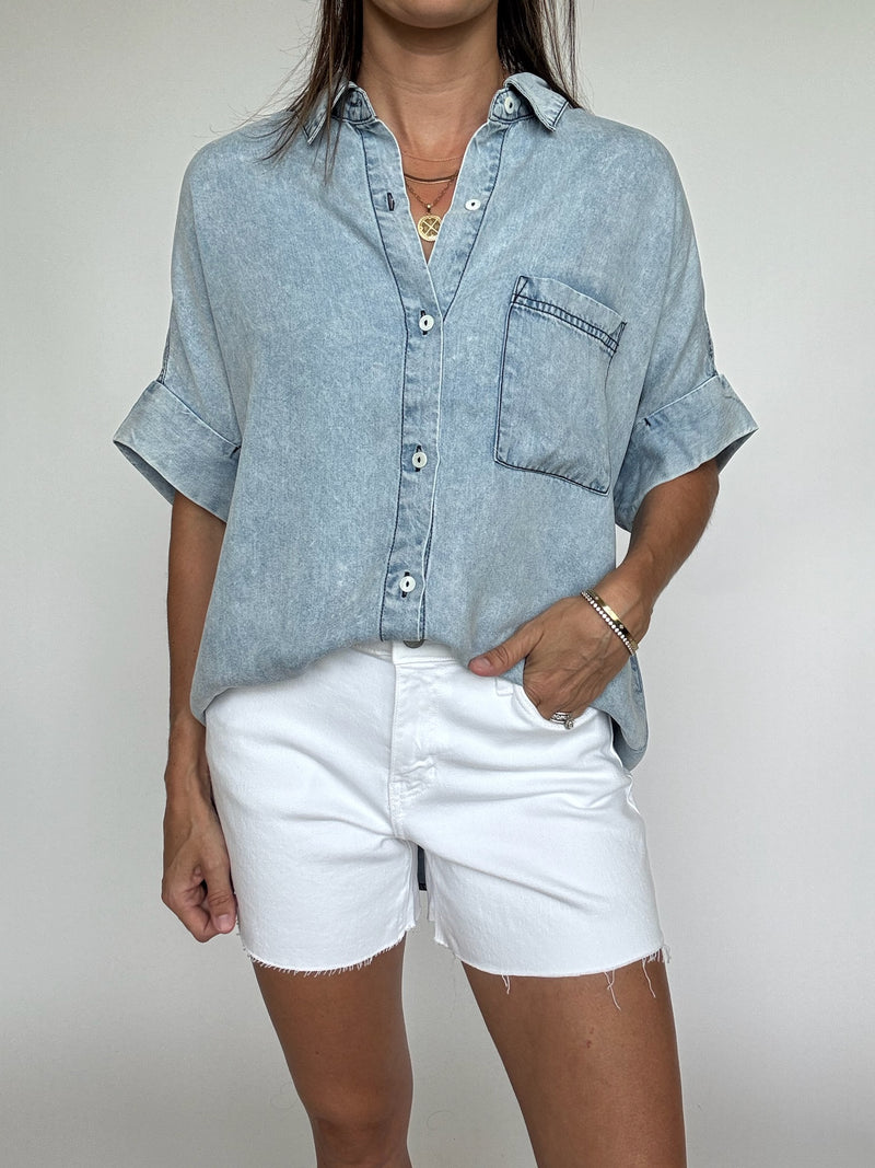 Chambray Short Sleeve Button Down