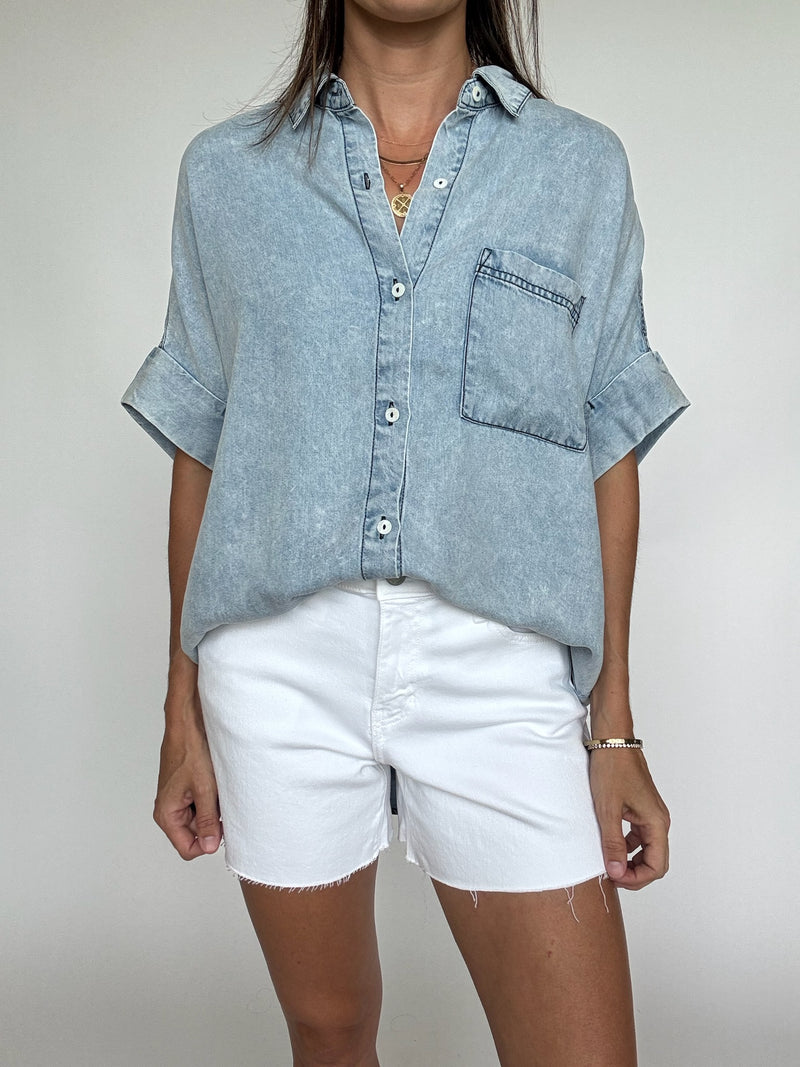 Chambray Short Sleeve Button Down