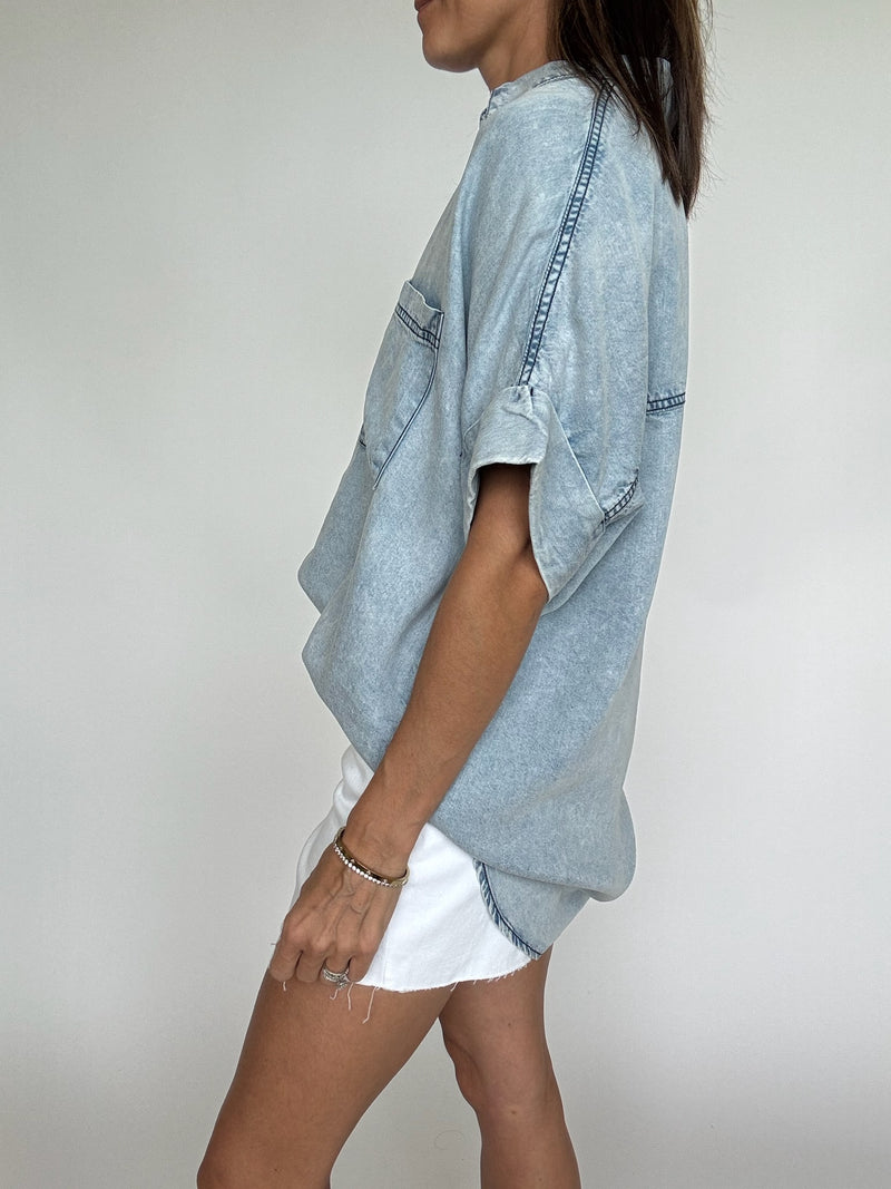 Chambray Short Sleeve Button Down