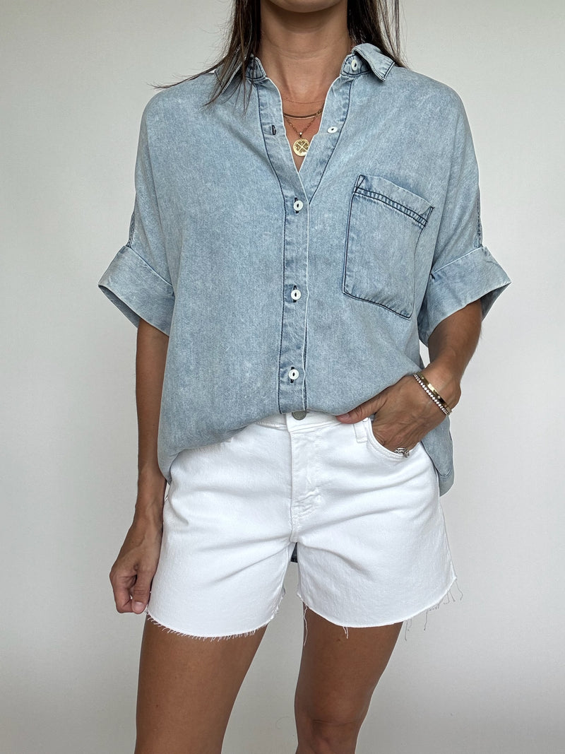 Chambray Short Sleeve Button Down