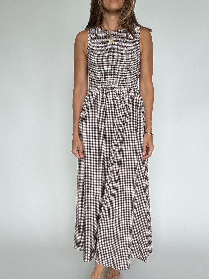 Smocked Gingham Maxi Dress
