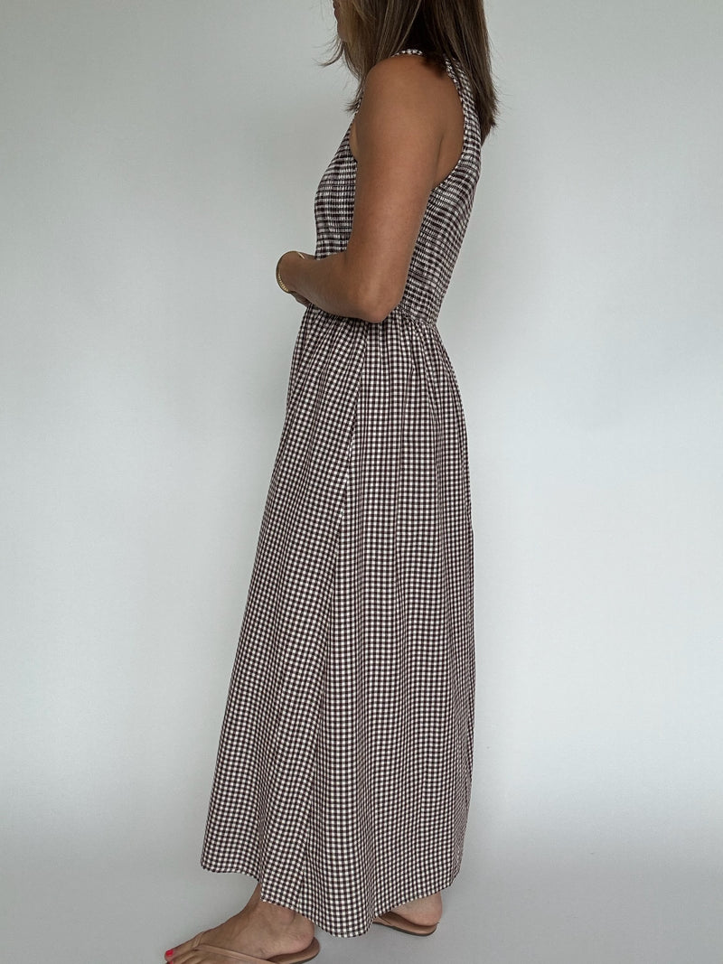 Smocked Gingham Maxi Dress
