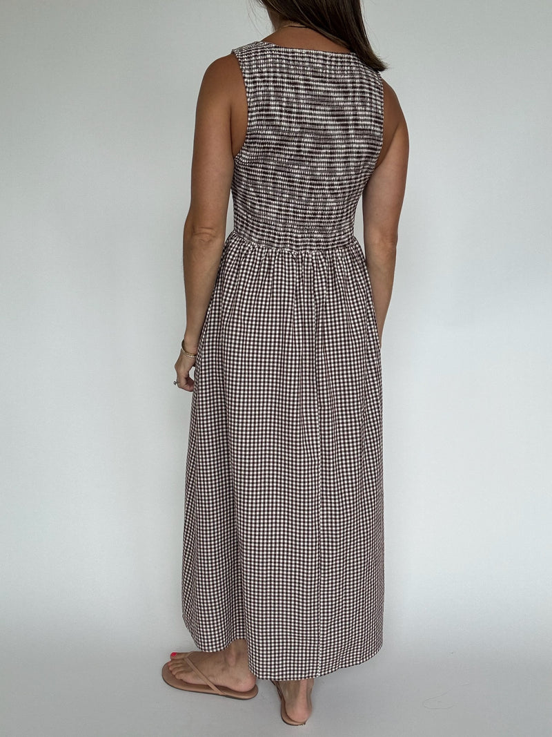 Smocked Gingham Maxi Dress