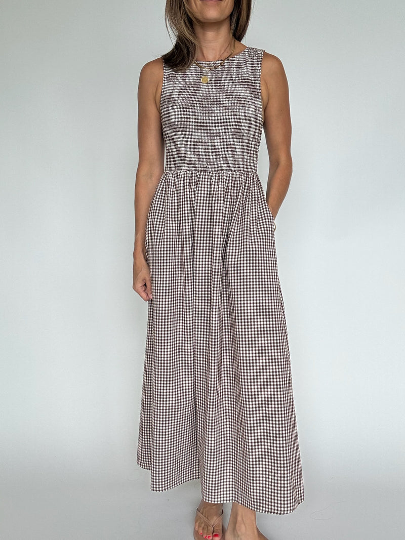 Smocked Gingham Maxi Dress