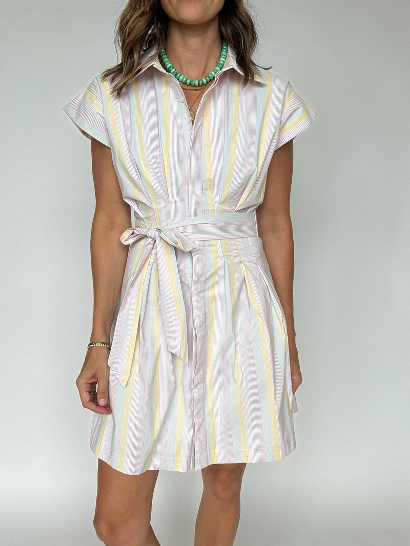 Sunset Striped Button Down Dress