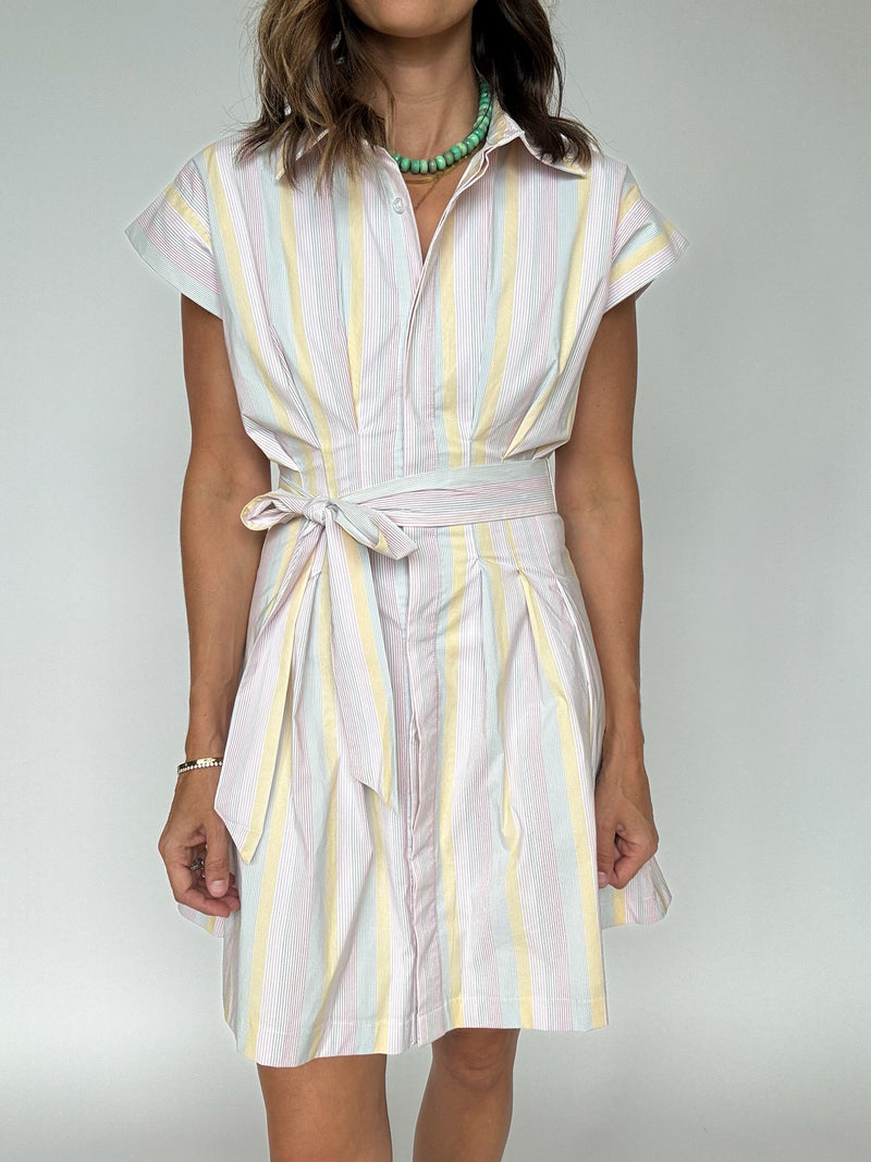 Sunset Striped Button Down Dress