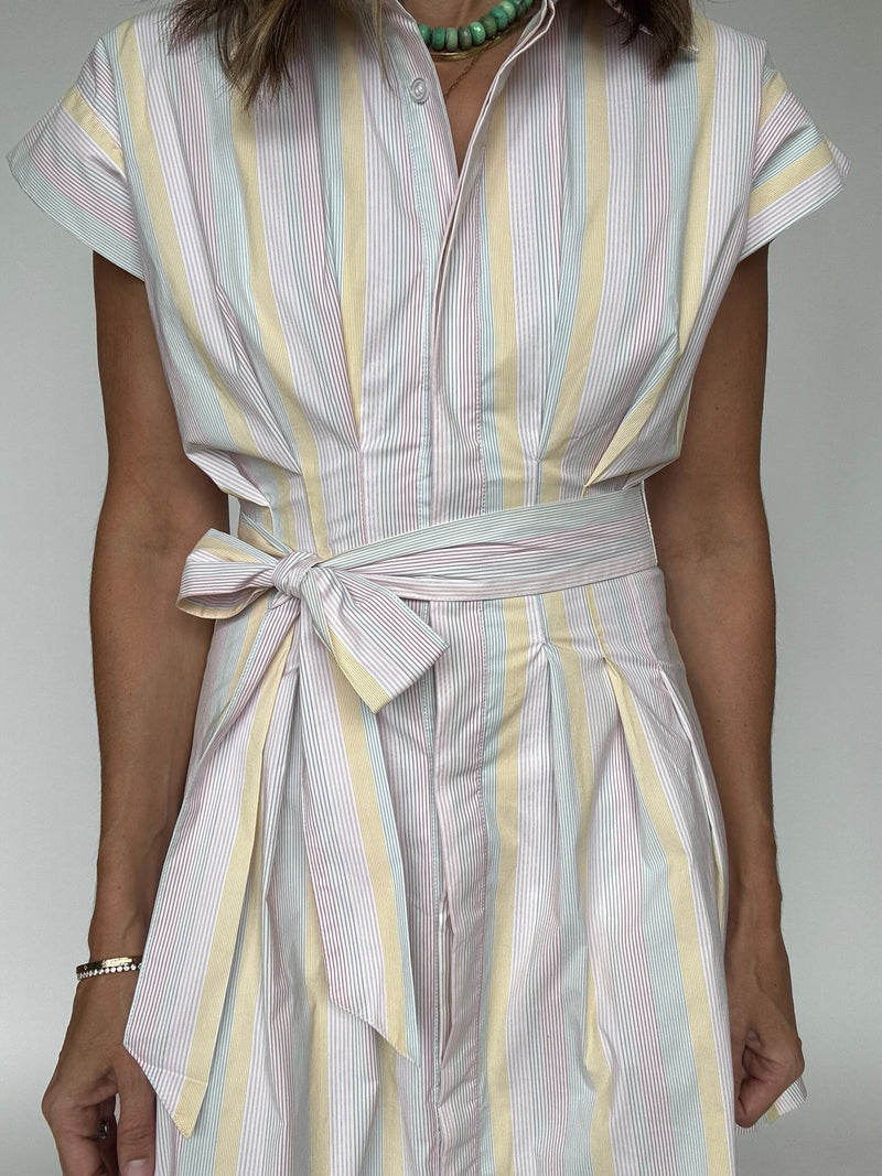 Sunset Striped Button Down Dress