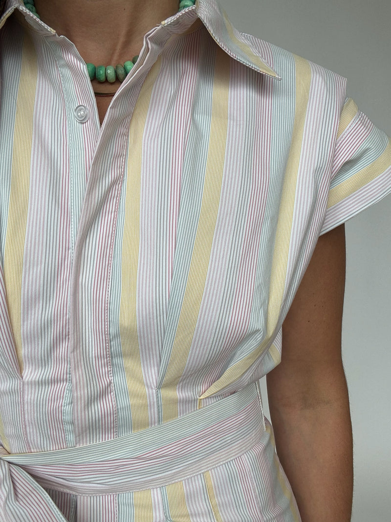 Sunset Striped Button Down Dress