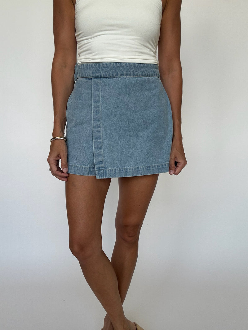 Reese Denim Wrap Skort