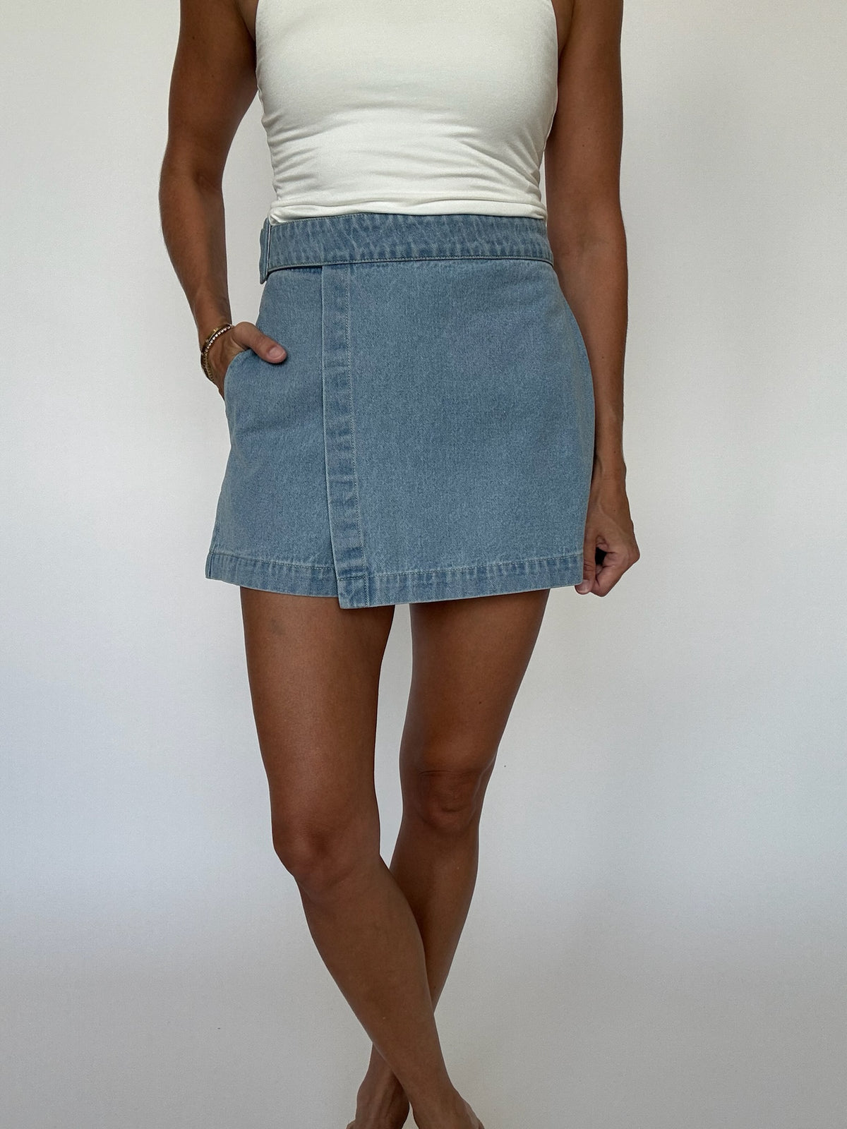 Reese Denim Wrap Skort