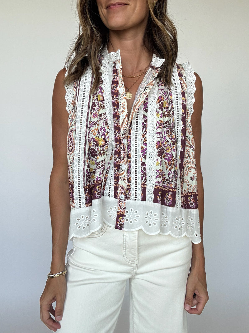 Zara Eyelet Trim Top