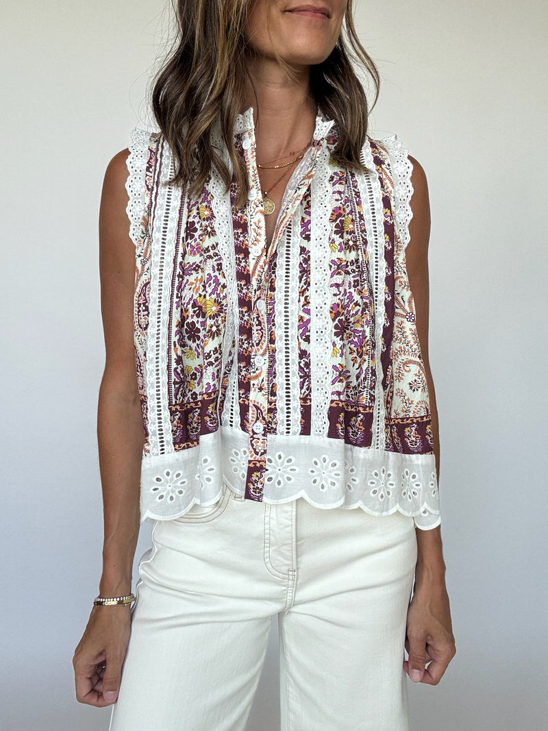 Zara Eyelet Trim Top