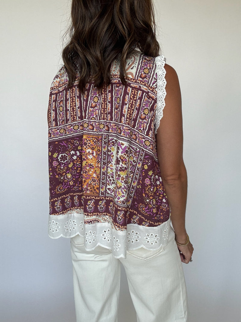 Zara Eyelet Trim Top
