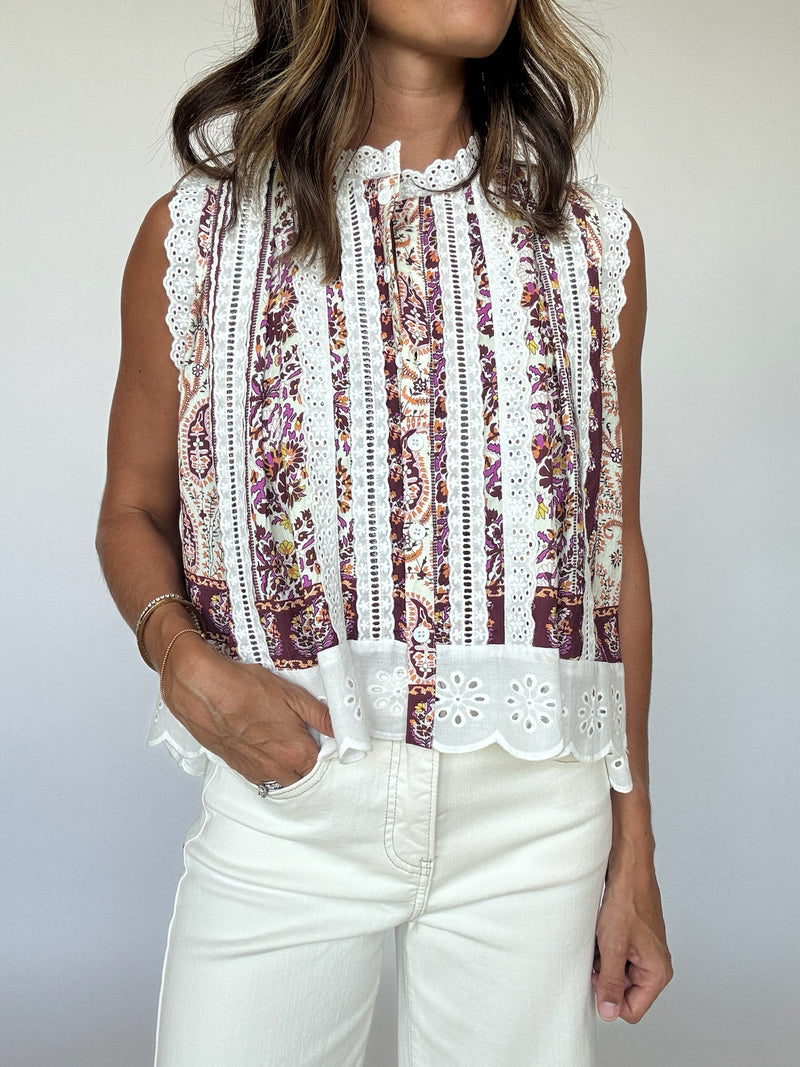 Zara Eyelet Trim Top