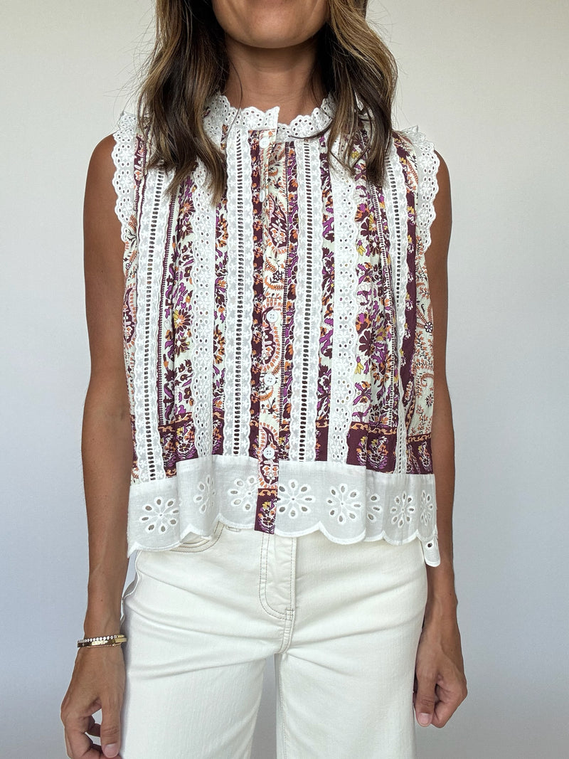Zara Eyelet Trim Top