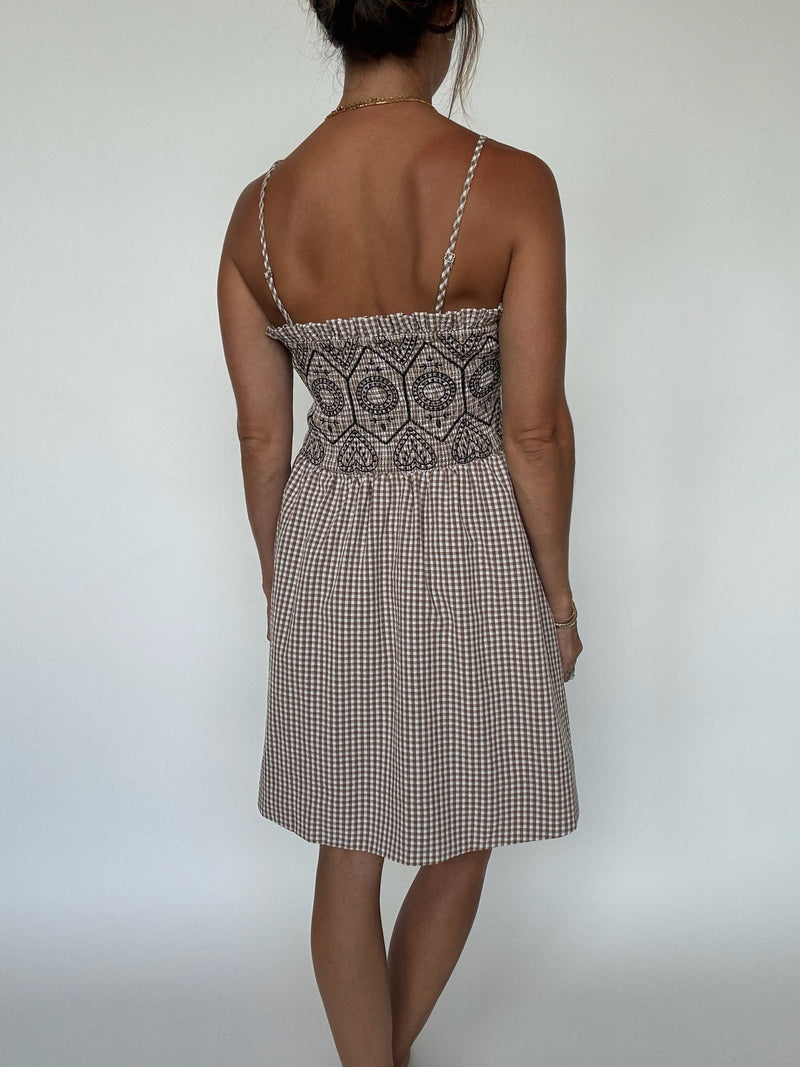 Hazel Embroidered Gingham Dress