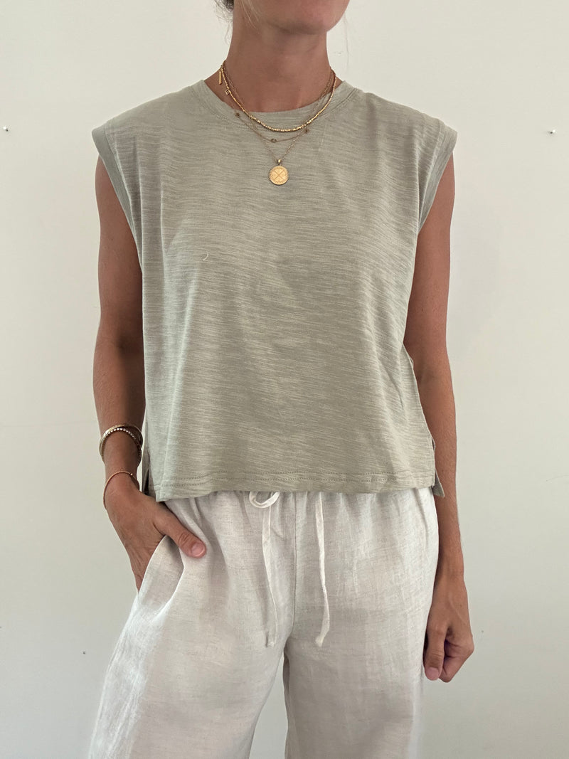 Sage Slub Cotton Tee