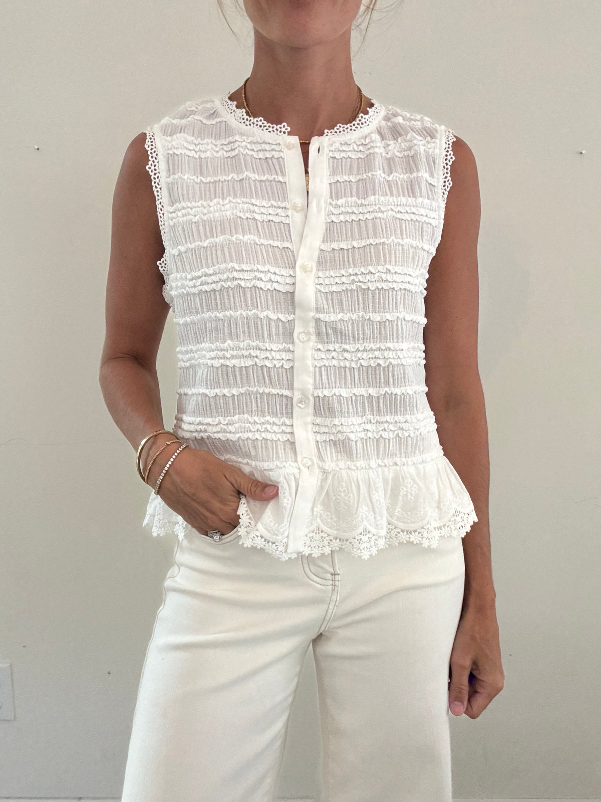 Elise Lace Trim Top