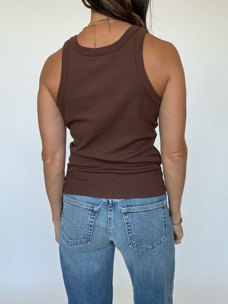 Jenny Ribbed Tank - Brown