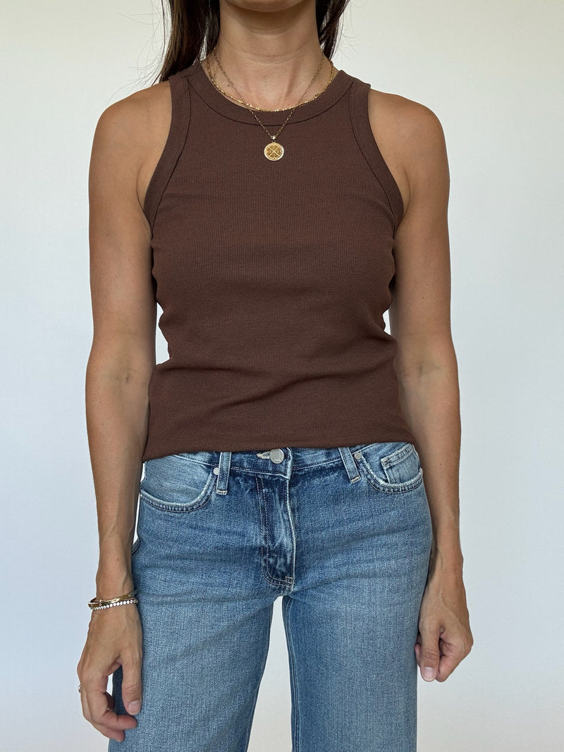 Jenny Ribbed Tank - Brown
